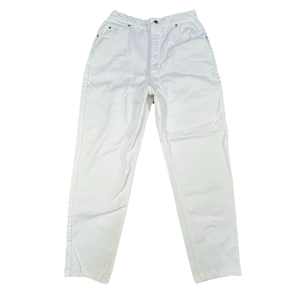 Vintage Lee Womens White Jeans USA 80s 28x29 Straight Leg
